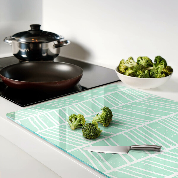 Tagliere in vetro temperato con strisce verdi e linee bianche