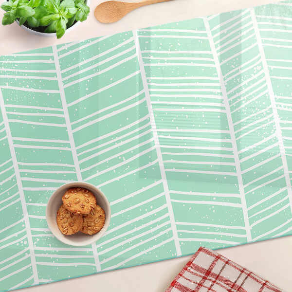 Tagliere in vetro temperato con strisce verdi e linee bianche