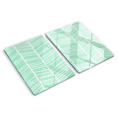 Tagliere in vetro temperato con strisce verdi e linee bianche