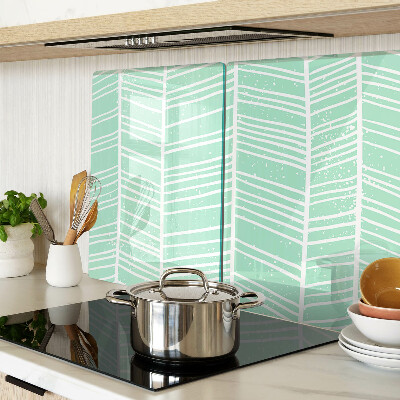 Tagliere in vetro temperato con strisce verdi e linee bianche