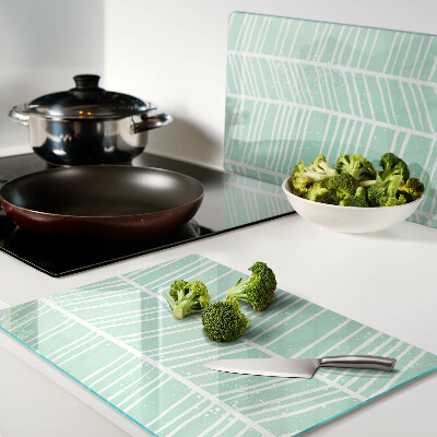 Tagliere in vetro temperato Strisce verdi con linee bianche