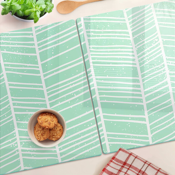 Tagliere in vetro temperato con strisce verdi e linee bianche