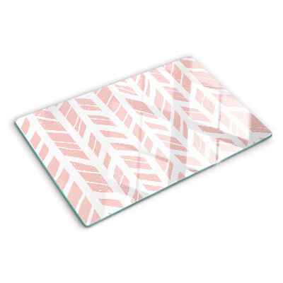 Tagliere in vetro con decorazione a foglie nelle tonalità del rosa