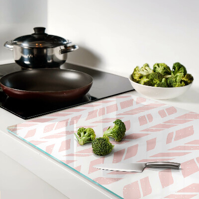 Tagliere in vetro con decorazione a foglie nelle tonalità del rosa