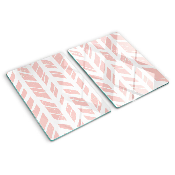 Tagliere in vetro con decorazione a foglie nelle tonalità del rosa