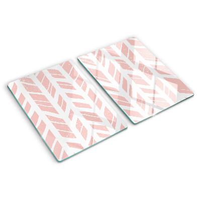 Tagliere in vetro con decorazione a foglie nelle tonalità del rosa