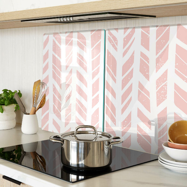 Tagliere in vetro con decorazione a foglie nelle tonalità del rosa