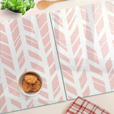 Tagliere in vetro con decorazione a foglie nelle tonalità del rosa