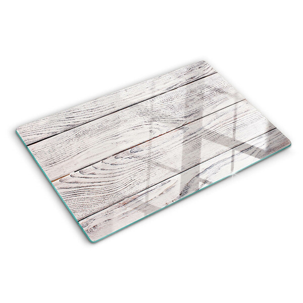 Tagliere in vetro temperato con superficie a stampa effetto legno in stile rustico