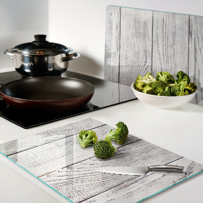 Tagliere in vetro temperato con superficie a stampa effetto legno in stile rustico