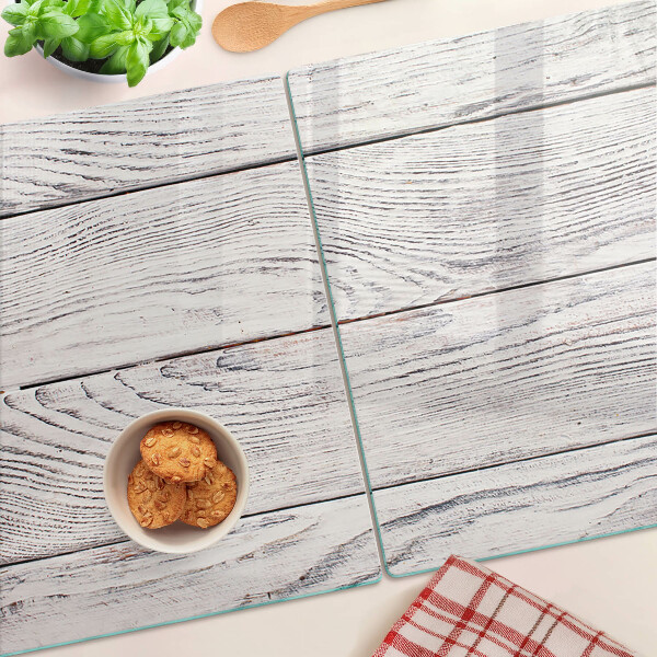 Tagliere in vetro temperato con superficie a stampa effetto legno in stile rustico