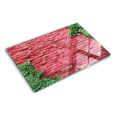Tagliere in vetro Muro di mattoni con vegetazione