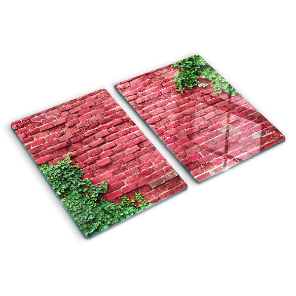 Tagliere in vetro Muro di mattoni con vegetazione