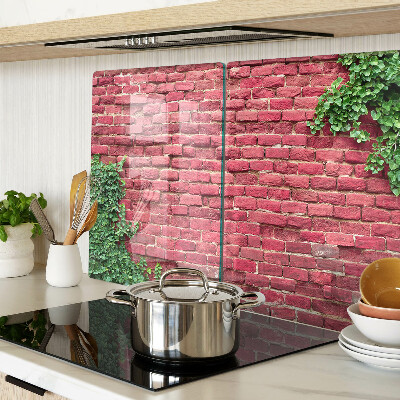 Tagliere in vetro con stampa raffigurante un muro di mattoni con vegetazione