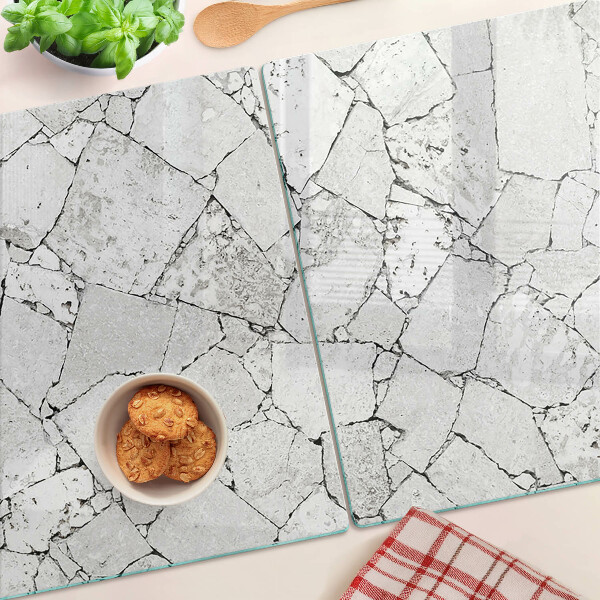 Tagliere in vetro temperato con motivo marmo crepato