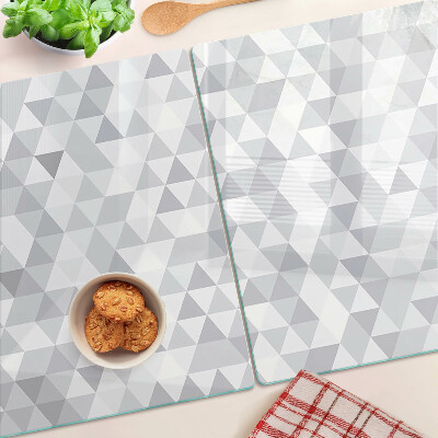 Tagliere in vetro temperato con motivo a triangoli nei toni del grigio