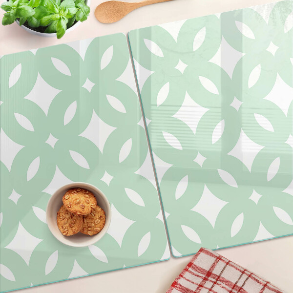 Tagliere in vetro temperato con motivi geometrici nei toni pastello