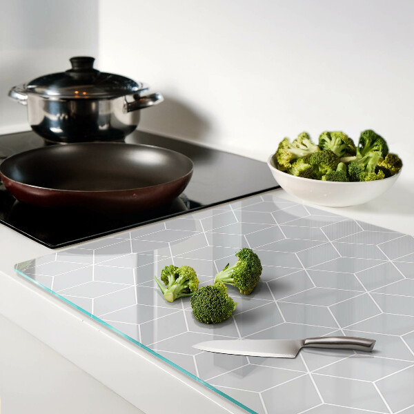 Tagliere in vetro temperato con motivo a rete esagonale