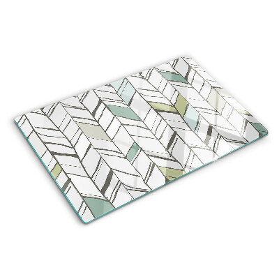 Tagliere in vetro temperato con motivo fogliaceo nei toni del verde