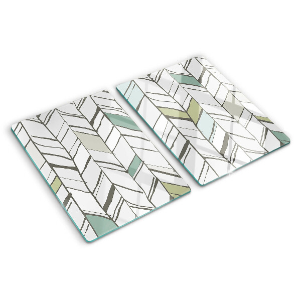 Tagliere in vetro temperato con motivo fogliaceo nei toni del verde