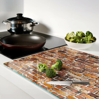 Tagliere in vetro con stampa a motivo muro di mattoni