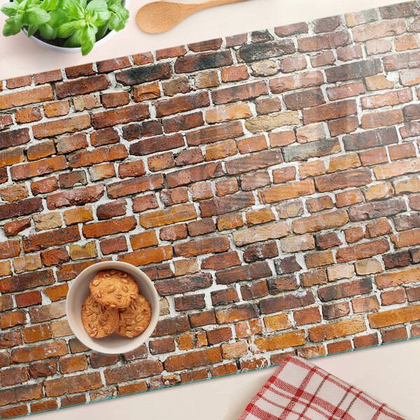 Tagliere in vetro con stampa a motivo muro di mattoni
