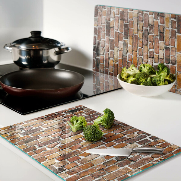 Tagliere in vetro con stampa a motivo muro di mattoni