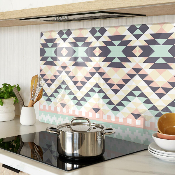 Tagliere in vetro temperato con motivo geometrico nei toni pastello