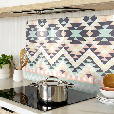 Tagliere in vetro temperato con motivo geometrico nei toni pastello