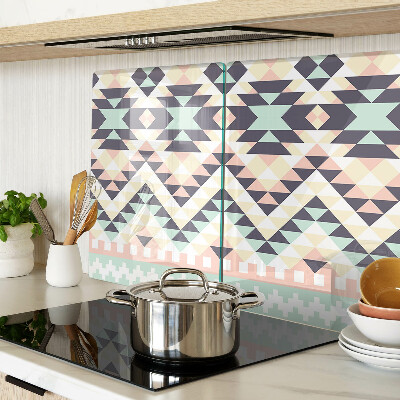 Tagliere in vetro temperato con motivo geometrico nei toni pastello