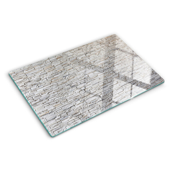 Tagliere in vetro temperato con stampa a motivo muro di mattoni
