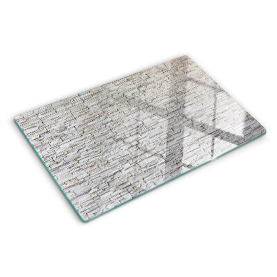 Tagliere in vetro temperato con stampa a motivo muro di mattoni