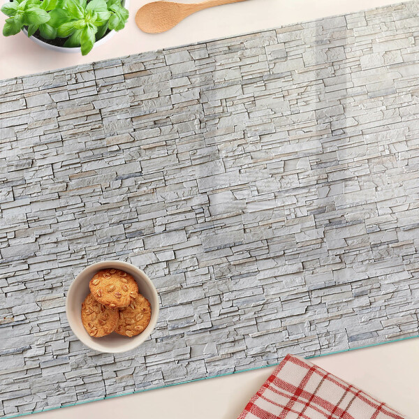 Tagliere in vetro temperato con stampa a motivo muro di mattoni