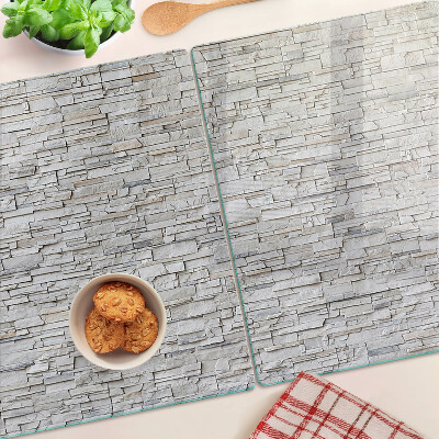 Tagliere in vetro temperato con stampa a motivo muro di mattoni