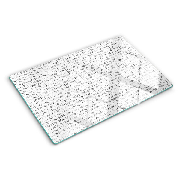 Tagliere in vetro con sequenza di numeri stampata