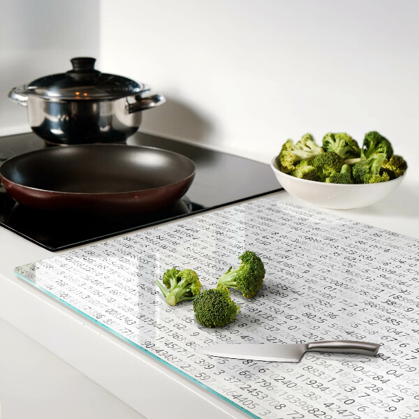 Tagliere in vetro con sequenza di numeri stampata