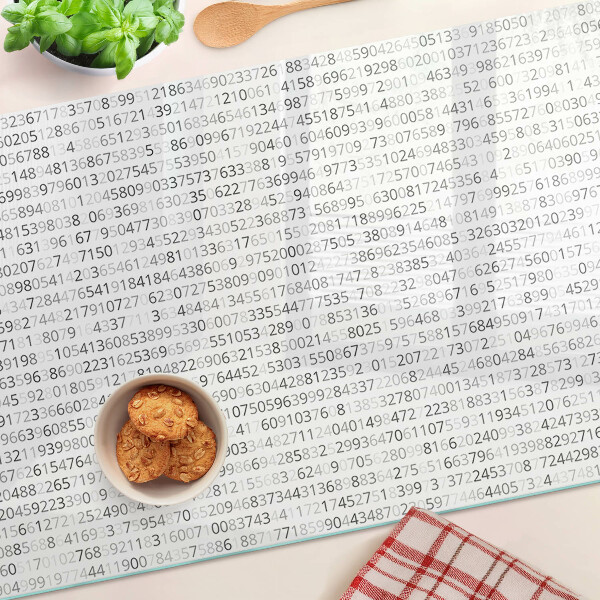 Tagliere in vetro con sequenza di numeri stampata