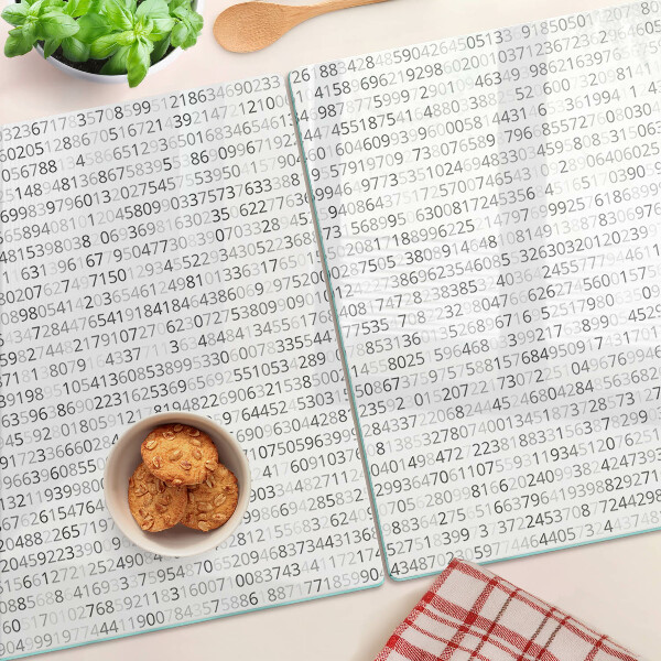 Tagliere in vetro con sequenza di numeri stampata