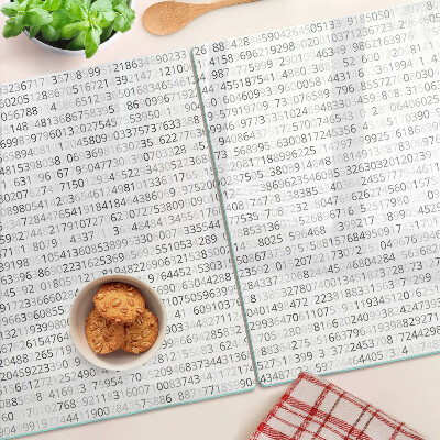 Tagliere in vetro con sequenza di numeri stampata