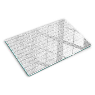 Tagliere in vetro temperato con stampa a motivo muro di mattoni