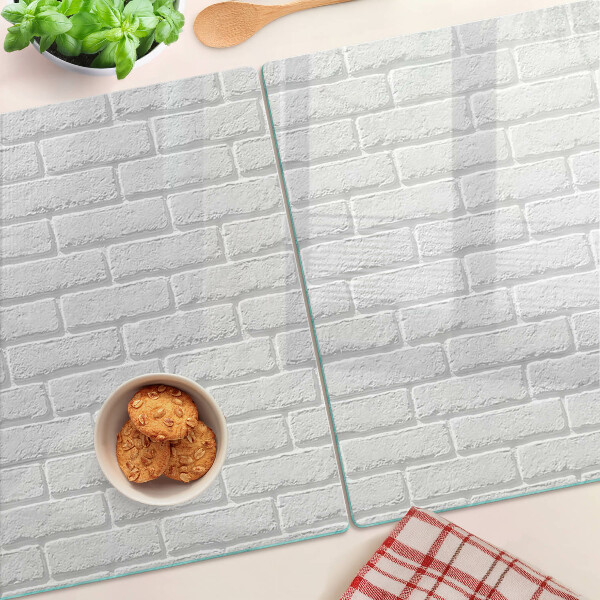 Tagliere in vetro temperato con stampa a motivo muro di mattoni