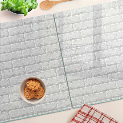 Tagliere in vetro temperato con stampa a motivo muro di mattoni