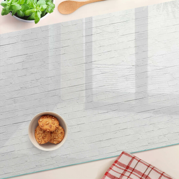 Tagliere in vetro con motivo a assi del pavimento bianche