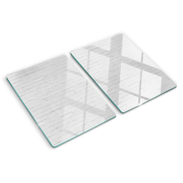 Tagliere in vetro con motivo a assi del pavimento bianche