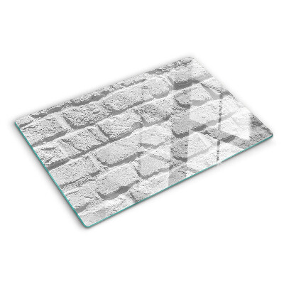 Tagliere in vetro temperato con stampa a motivo muro di mattoni