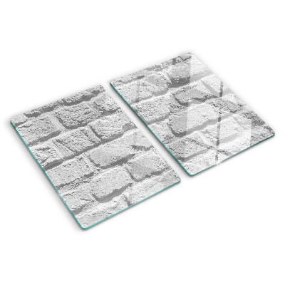 Tagliere in vetro temperato con stampa a motivo muro di mattoni