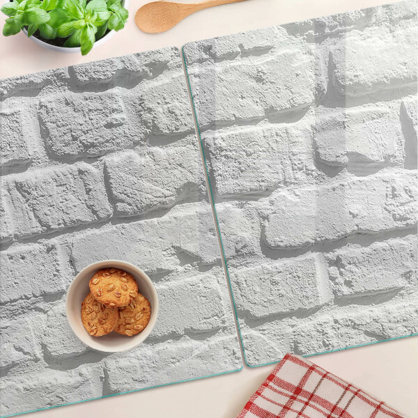 Tagliere in vetro temperato con stampa a motivo muro di mattoni