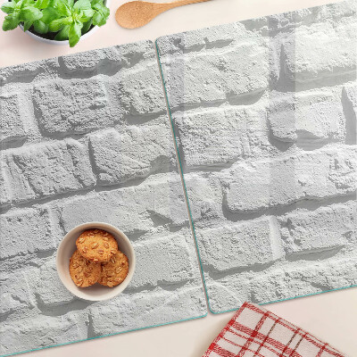 Tagliere in vetro temperato con stampa a motivo muro di mattoni