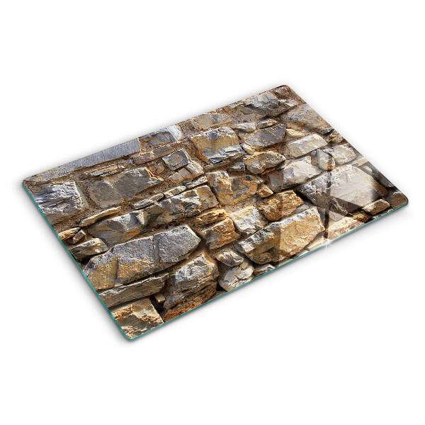 Tagliere in vetro temperato con motivo muro di pietra