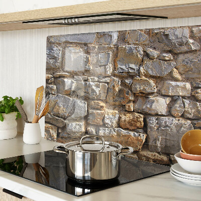 Tagliere in vetro temperato con motivo muro di pietra